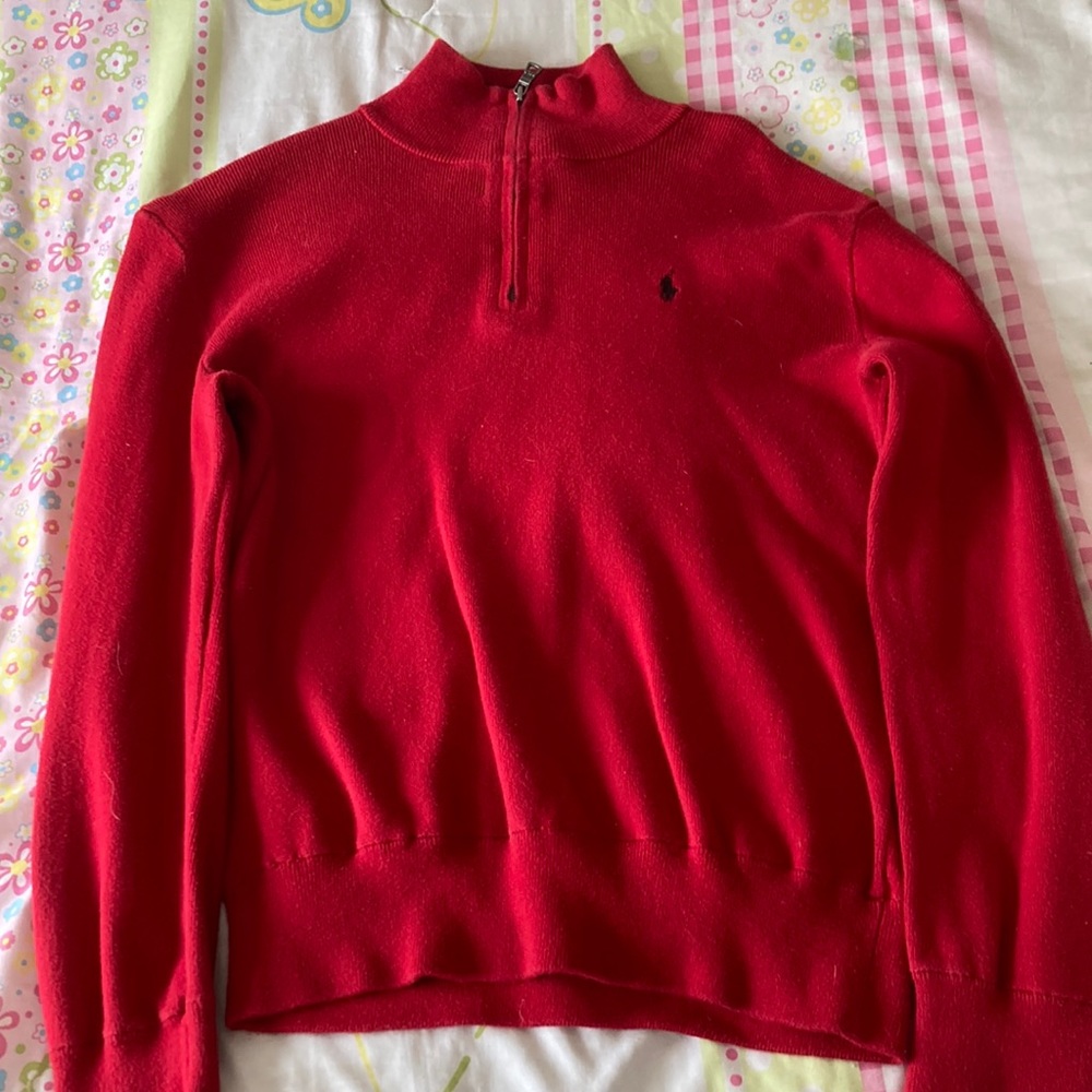 red “polo ralph lauren” fitted top